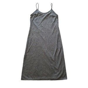 Nancy Bracolini for Shangri La Dress 9/10 Black Beaded Spaghetti Strap VTG 70s